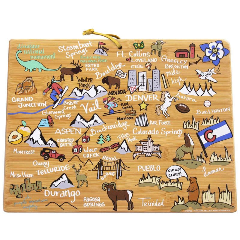 Colorado Cutting & Serving Board with Artwork by Fish Kiss