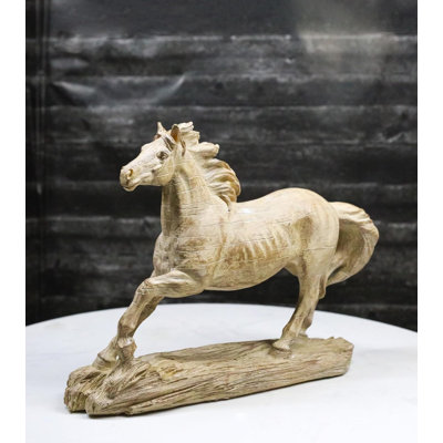 Western Wild And Free Open Grasslands Galloping Horse Faux Wood Figurine 9"L
