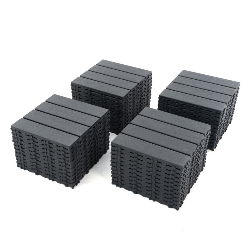 Carreaux de terrasse emboîtables en plastique 12 po x 12 po, Gris