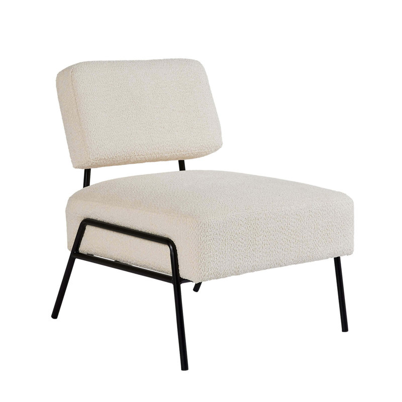 Autiana Boucle Upholstered Occasional Accent Slipper Chair, Cream