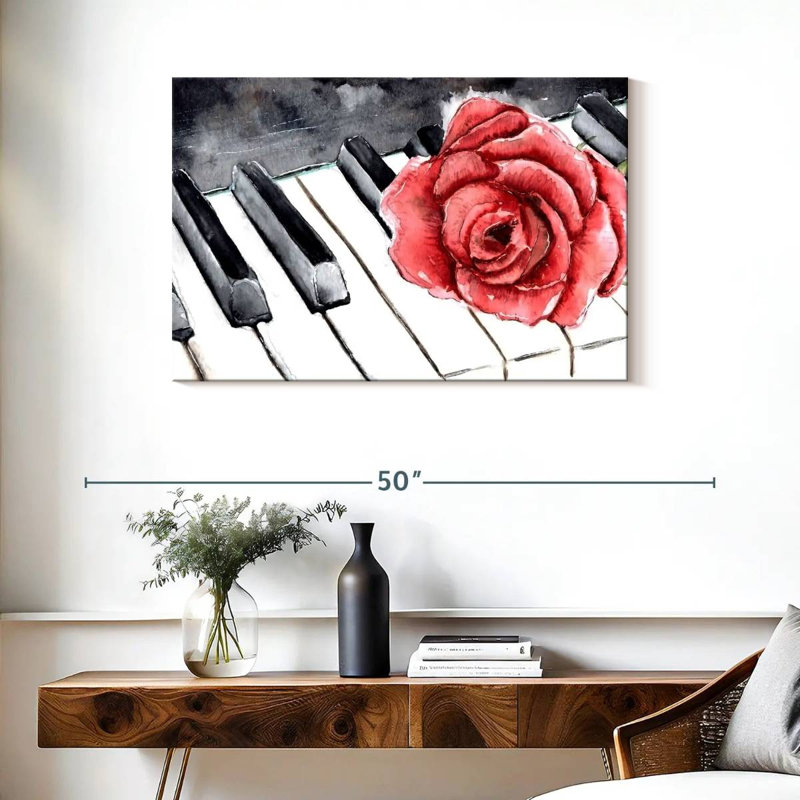 Abarca piano et fleur, H 24 po x l 36 po