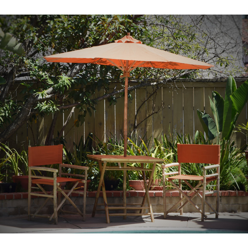 Ensemble bistro 3 pièces avec parasol Sinta, Orange