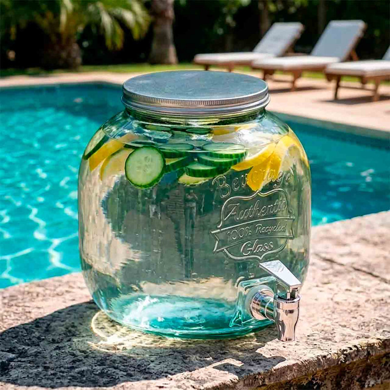 Ginnia 1.6 Gal. Authentic Recycled Glass Beverage Dispenser, 1.6 Gallons