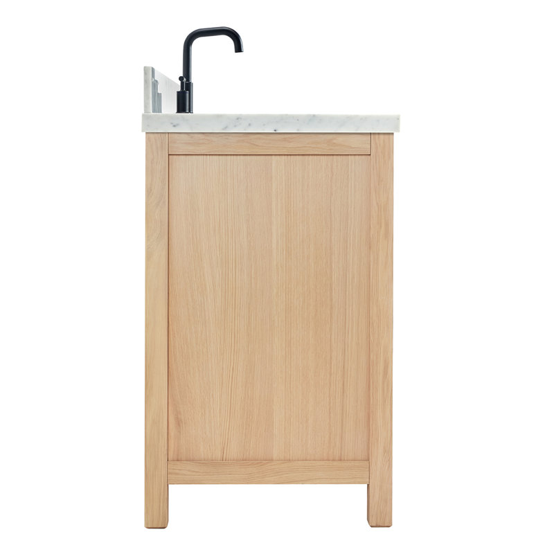 Cambridge 37'' W Single Vanity, Carrara Marble, Oak, Matte Black