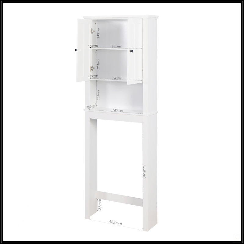 Armoire de rangement pour salle de bain en bois au-dessus de la toilette avec tablette réglable 23,62 x 7,72 x 67,32 po