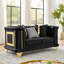 Ensemble de 2 canapés de luxe de style Mid-Century moderne avec garnitures en acier inoxydable doré et texture brodée-2136226692
