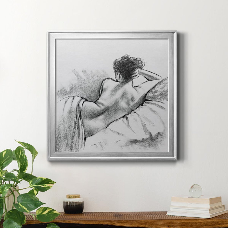 Soft Soft II - peinture sur toile encadrée, Cadre argenté, H 26,5 po x l 26,5 po x P 1,5 po