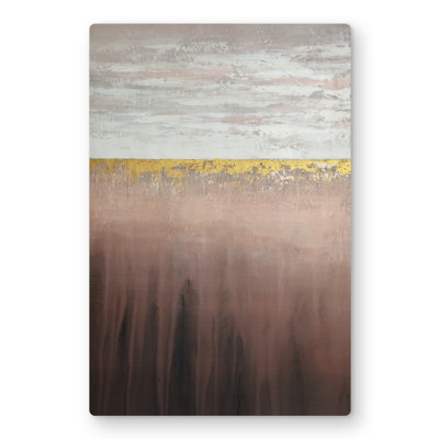 Golden Pink - Gold Abstract Metal Print for Home Decor