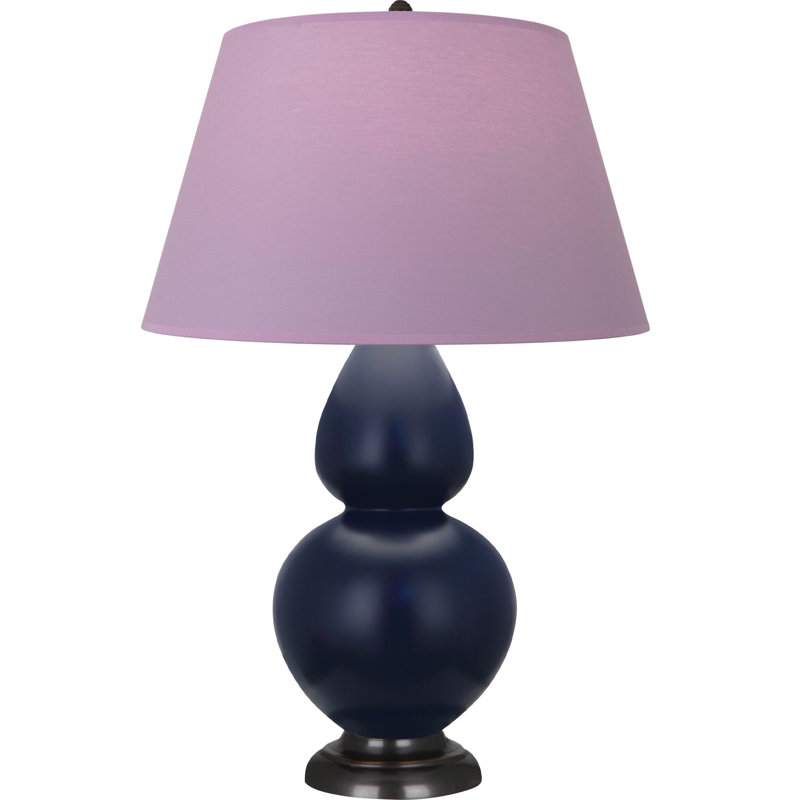 Double Gourd Table Lamp, Navy/Gray, Navy/Antique Silver