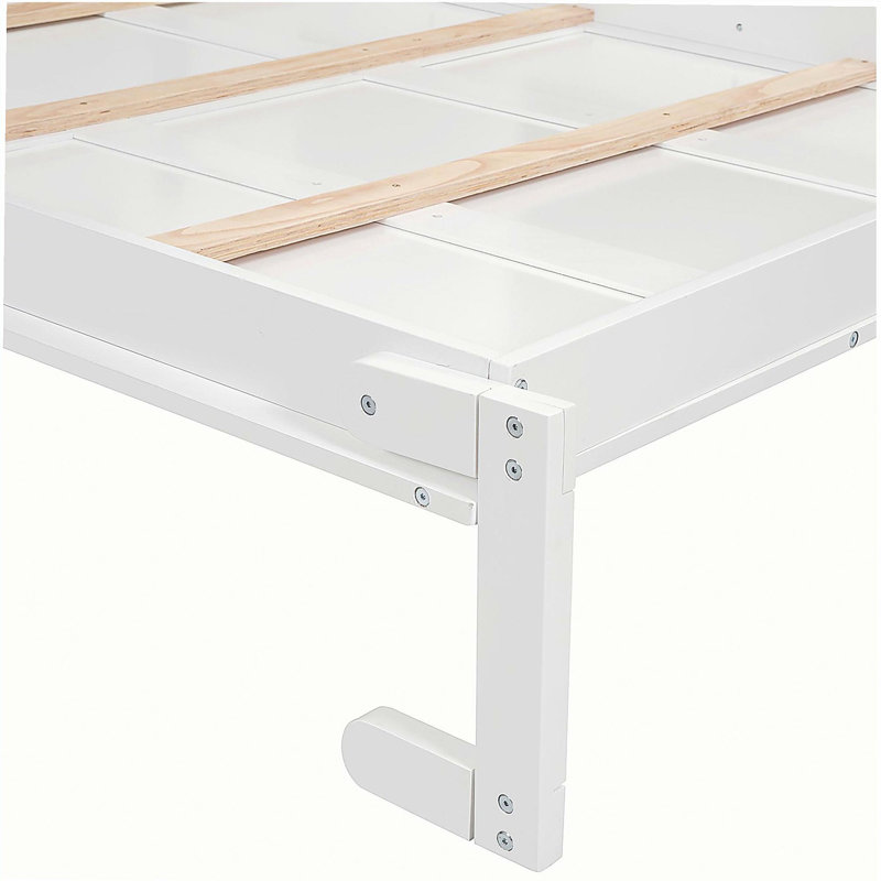 Full-size wall-mounted Murphy bed with shelf, white, Full / Double, White