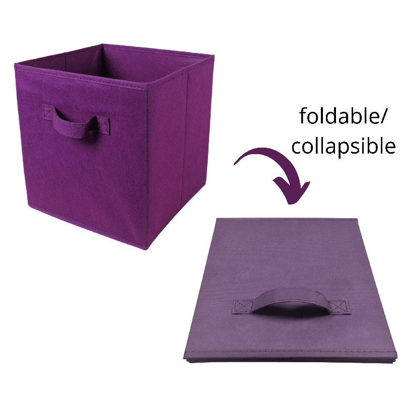 Cube ou bac en tissu pliable, Mauve