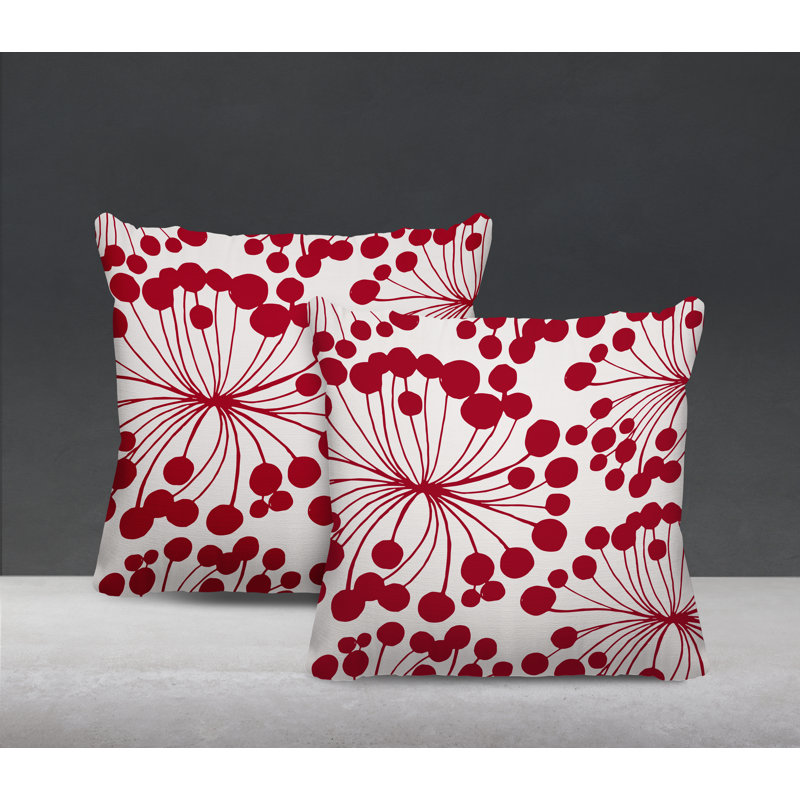 Housse et insert de coussin décoratif intérieur / extérieur en mélange de polyester, L 15 po x H 15 po, Rouge