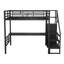 Lit mezzanine double en métal avec bureau, escalier de rangement et petite armoire-1580339187