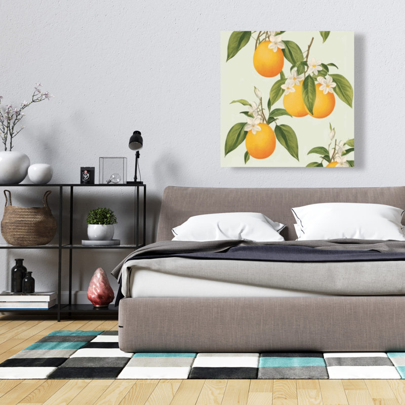 Suspended Oranges - Flowers Green Canvas for Home Decor