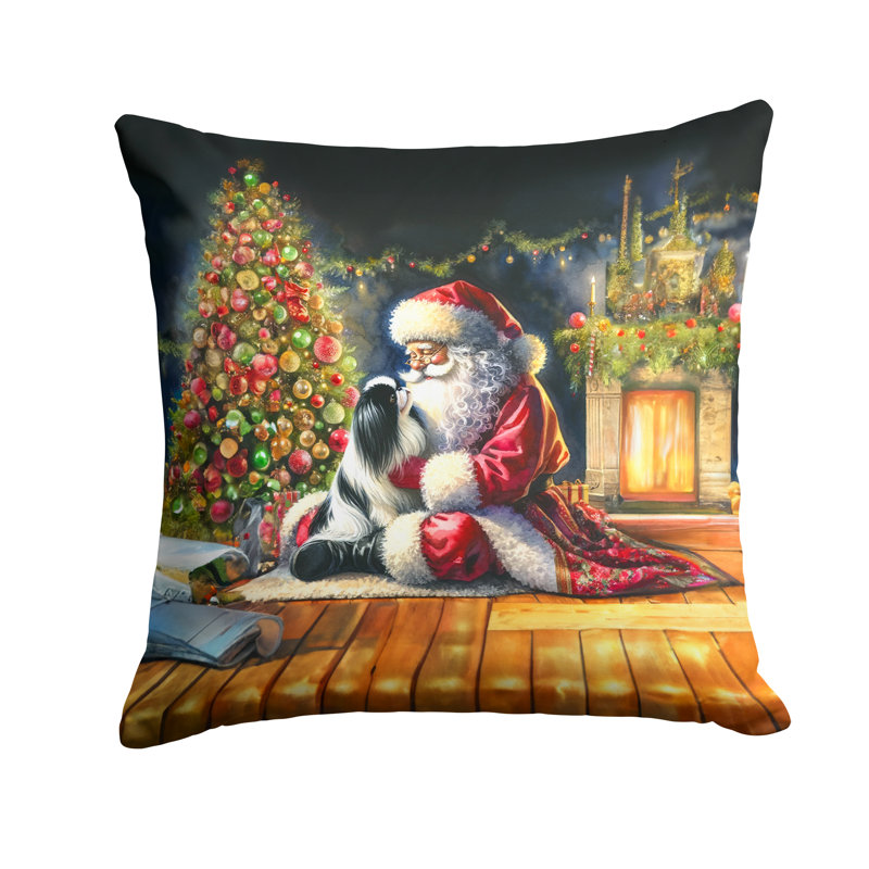 Coussin japonais et père Noël, H 18 po x l 18 po