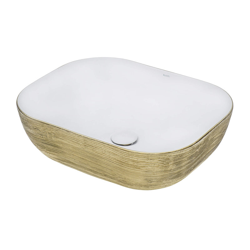 Lavabo vasque de salle de bain Ruvati, Or et blanc