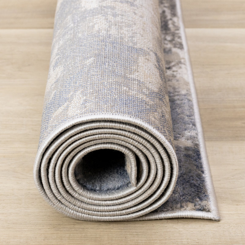 Tapis bleu / beige Trinesha, Rectangle 7 pi 10 po x 10 pi 6 po