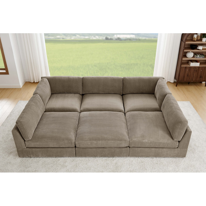 Canapé modulaire en velours côtelé Archmouth, Chameau, H 34 po x l 131 po x P 127 po