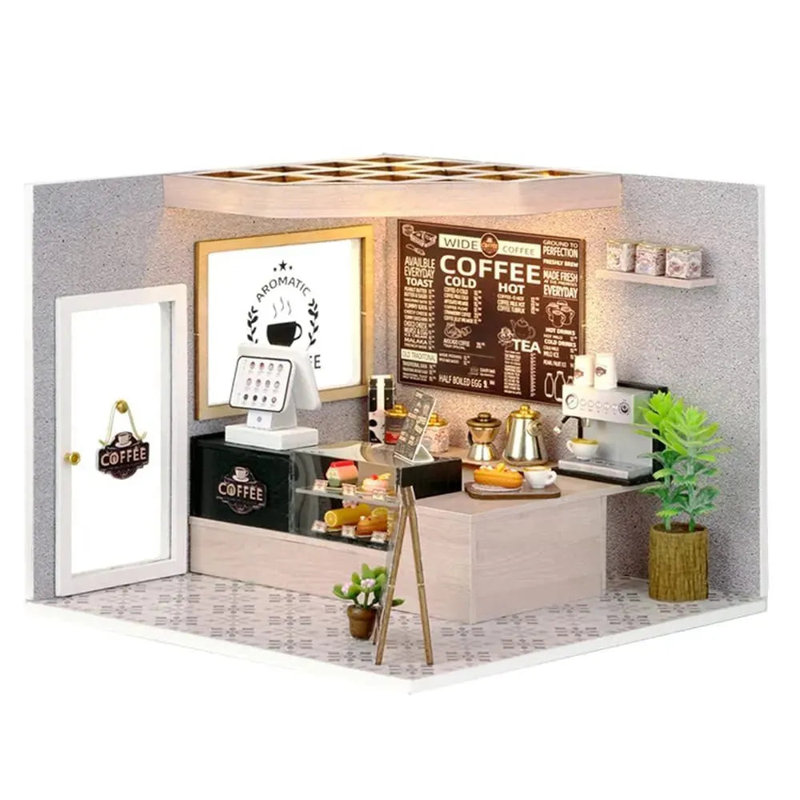 Wizardi Miniature Roombox Kit - Cafe Dollhouse Kit