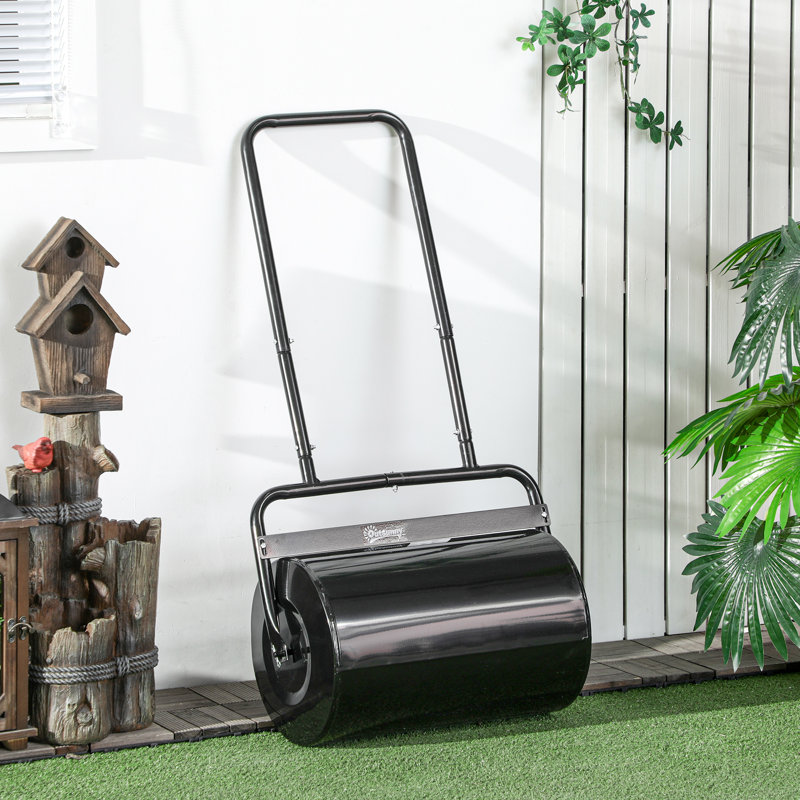 20" Push/Tow Behind Lawn Roller, 11 Gal Water/136 Lb Sand, Black