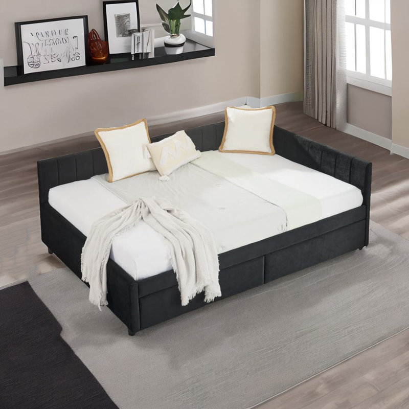 Full Size Tufted Bed Frame, Black