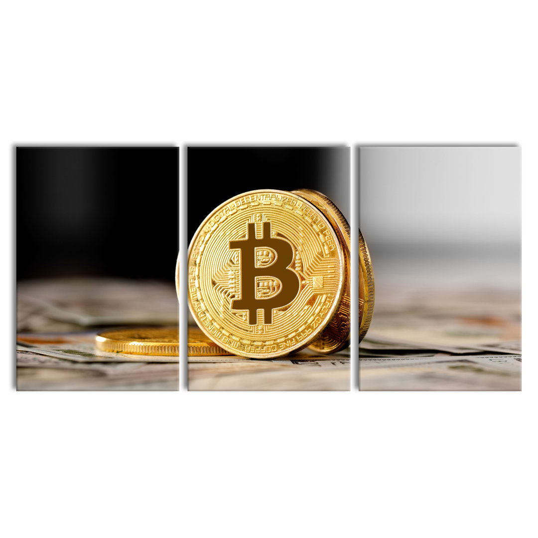 Leinwandbild Bitcoins BTC Dollarschein