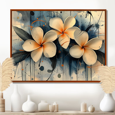«Golden River of Aqua Plumeria Blossom III», art mural Plumeria