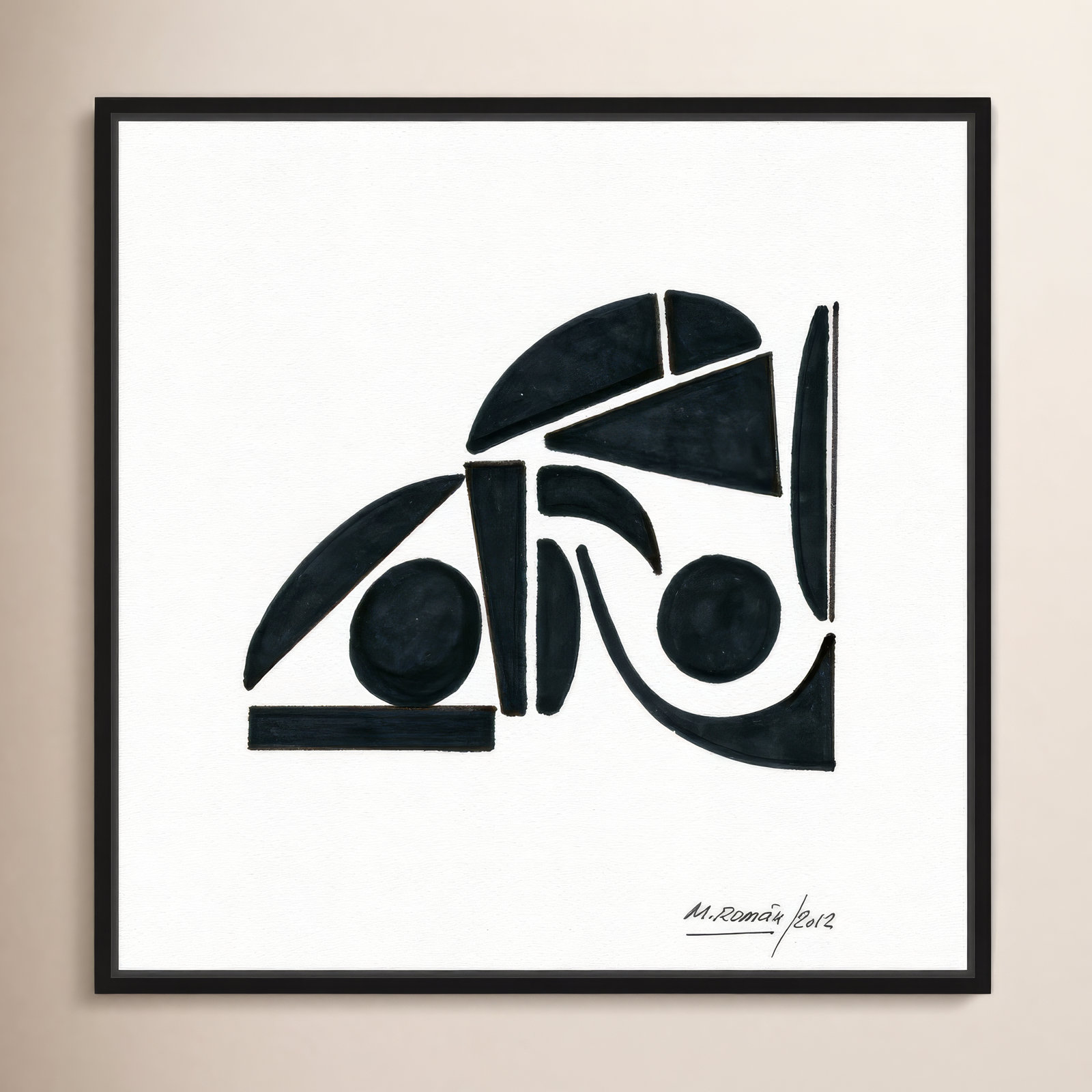 Black And White Modern by M.Roman, Black, 21" H x 21" W