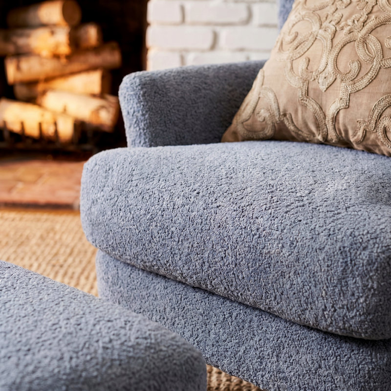 Kamiyla 33'' Wide Armchair and Ottoman, Dusty Blue, Yes