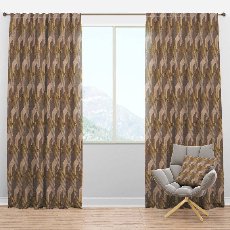 Panneau de rideau simple semi-diaphane avec passe-tringle Mid-Century, l 52 po x L 120 po