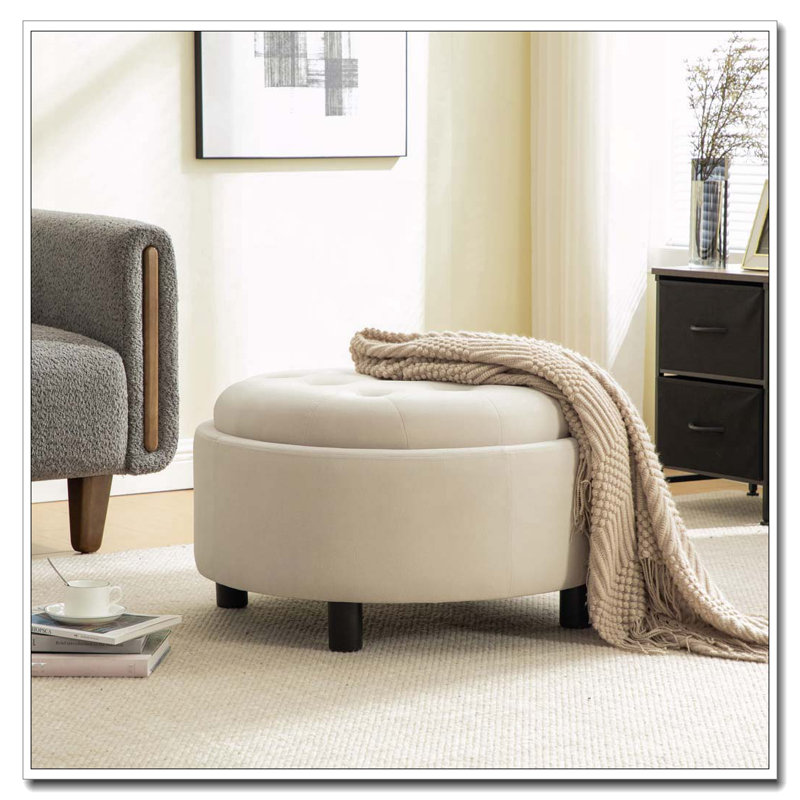Repose-pieds rembourré l 29,33 po, Beige