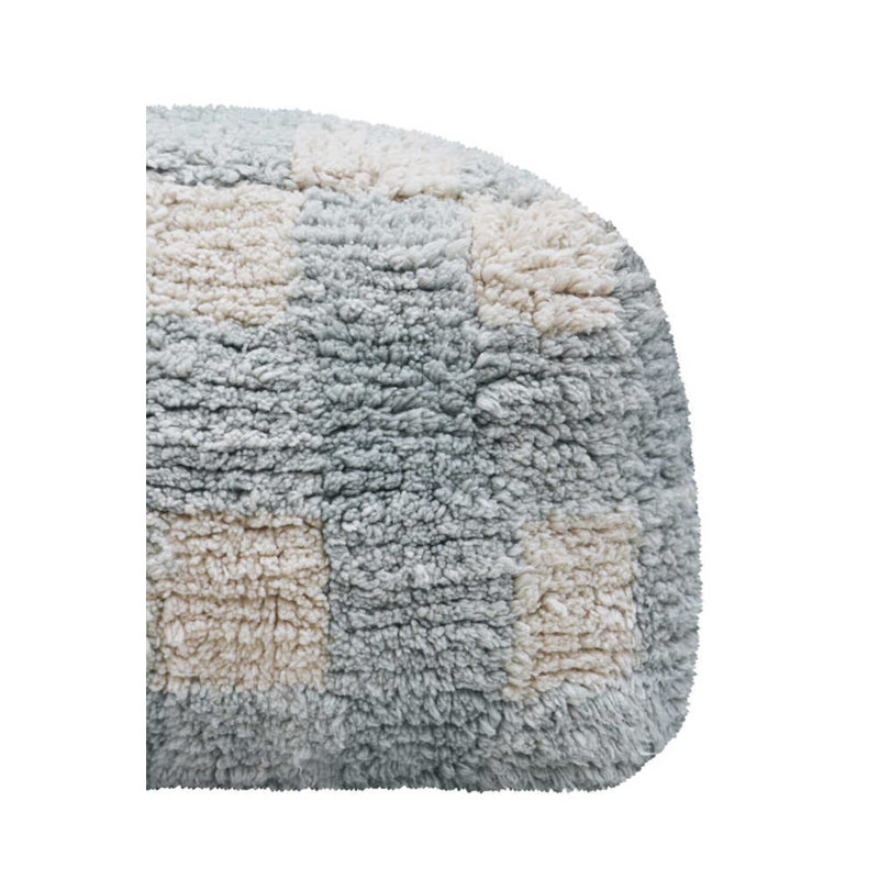 Vichy Square Pouf, Blue Sage