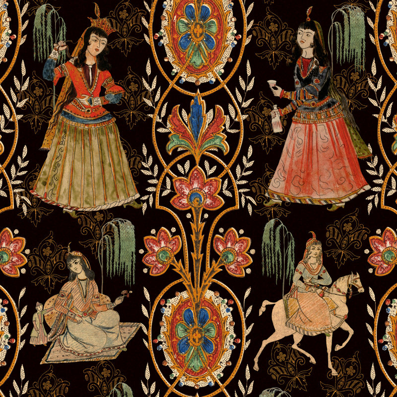 Tales Of Maghreb Wallpaper Roll, Black/Green/Red/Yellow