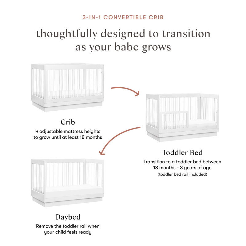 Harlow 3-in-1 Convertible Crib, White