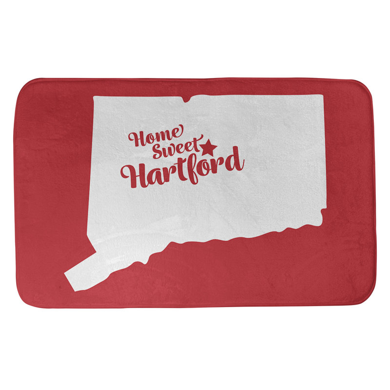Tapis de salle de bain fairbanks alaska, l 21 po x L 34 po, Rouge, Home sweet Hartford