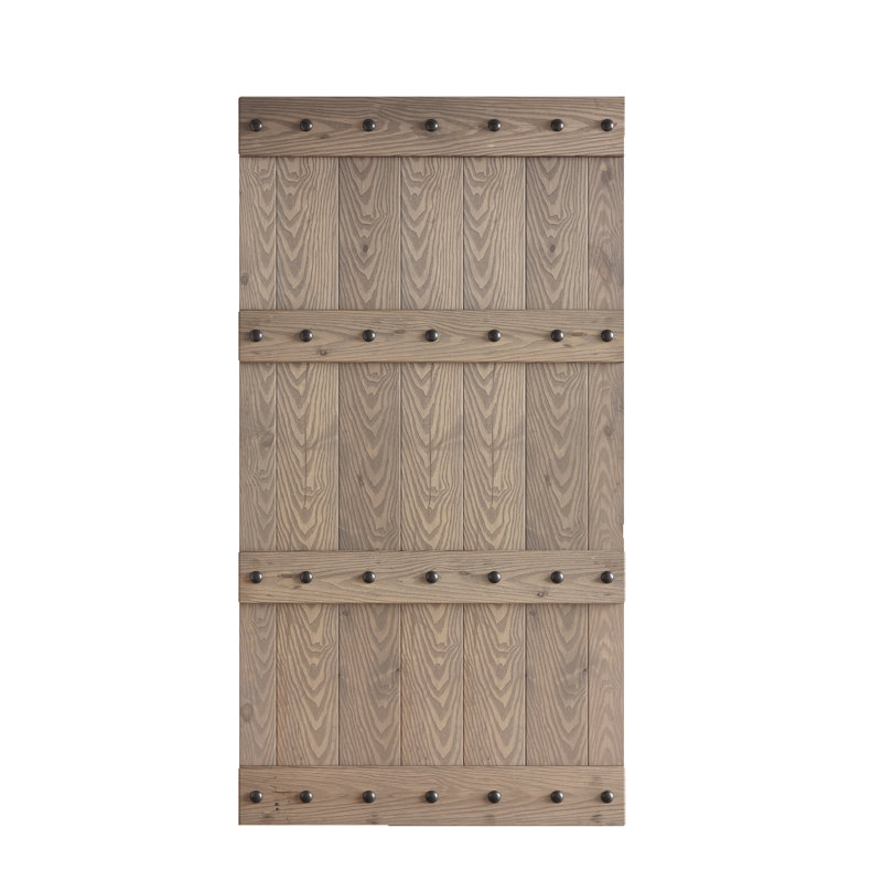 Porte de grange lambrissée peinte en bois sans trousse de quincaillerie d'installation, 42 po x 84 po, Gris clair