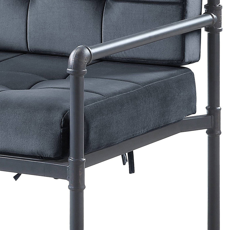Fauteuil d'appoint gris et gris à dossier coussiné