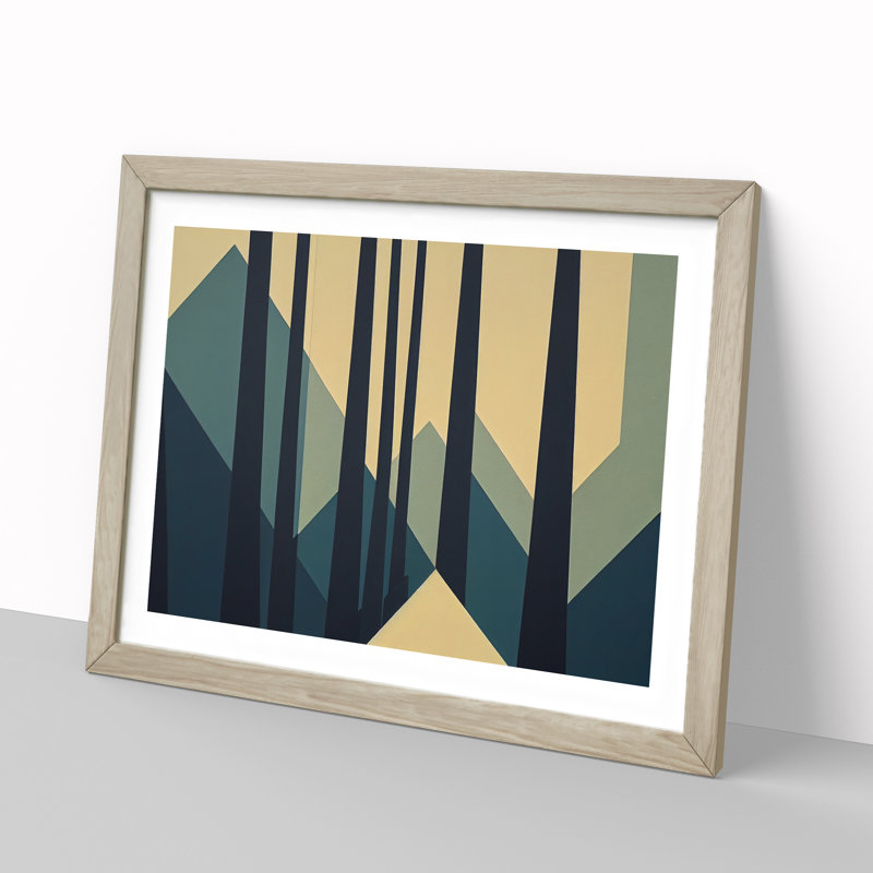 Bold Abstract Pine Tree Forest Vol.3 - Framed Print, 25cm H x 34cm W x 2cm D, Oak Framed