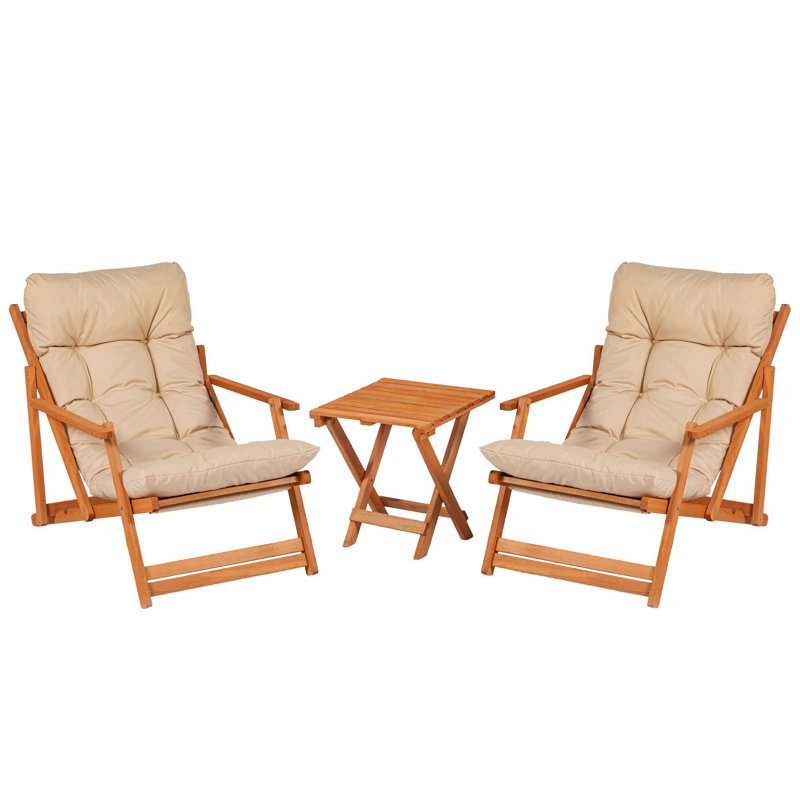 Maya 2 - Person Wood Patio Dining Set with Square Table , Cushions Included