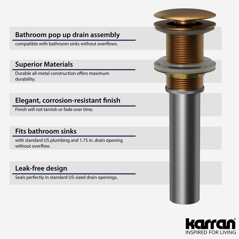 Bonde de salle de bain Karran PU25, Cuivre