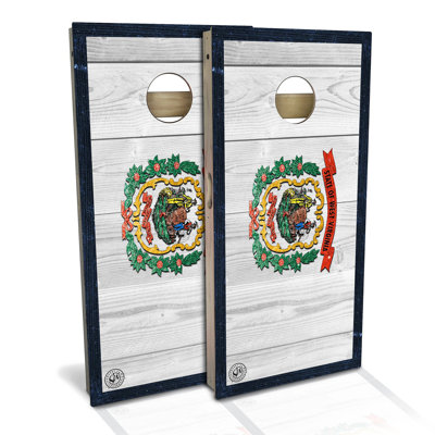 West Virginia Flag Cornhole Board Set | Includes (2) Boards, (8) Bags & Optional Accessories