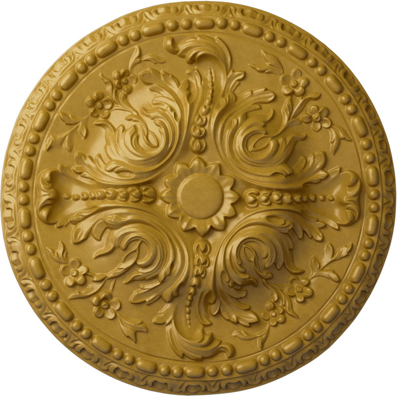 Endurathane Valletta Ceiling Medallion, 18"OD x 3 1/2"ID x 1"P (Fits Canopies up to 3 1/2"), Hand-Painted Rich Gold Finish