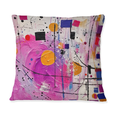 Coussin rose à imprimé Cubism Unleashed