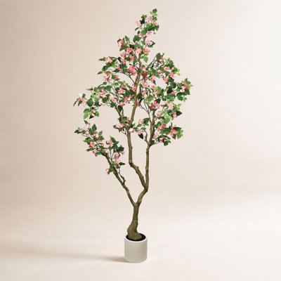 Topiaire à fleurs 82,7 po en pot, bougainvilliers artificiels avec fleurs en soie réalistes