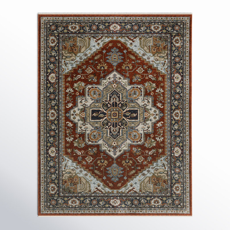 Tapis rouge / bleu Hovis, Rectangle 9 pi 10 po x 12 pi 10 po