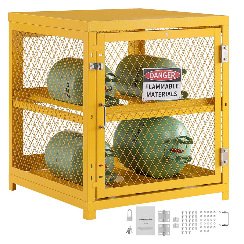 Cage de rangement de réservoir de propane horizontale jaune