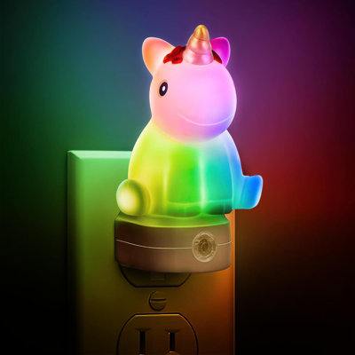 Plug In Night Light For Kids Cute Color Changing LED Night Light With Dusk To Dawn Sensor Christmas Birthday Gift Nightlight For Girls Kids Room Decor