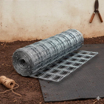 Farm fencing option standing 3 feet high with a total length of 164 feet. Made from 13-gauge wire featuring a substantial zinc coating. Galvanized wire construction ideal for containing cattle, deer, goats, hogs, and other yard animals.