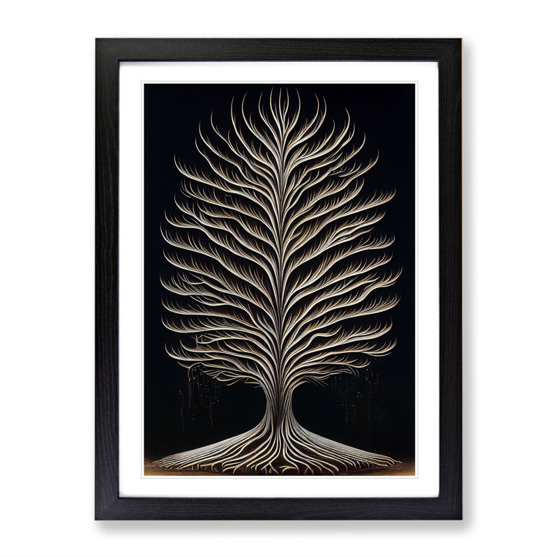 Classical Tree No.2 - Single Picture Frame Print, Black, 64cm H x 46cm W x 2cm D