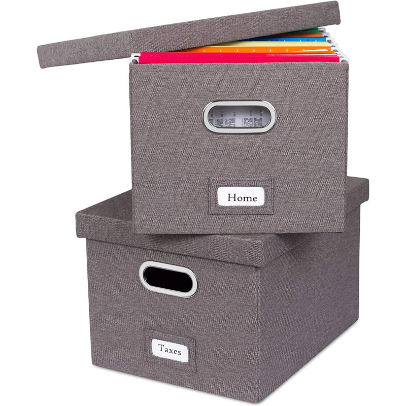 Ensemble de 2 boîtes à dossiers en lin BirdRock Home